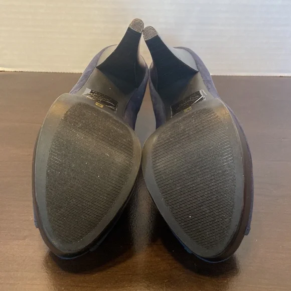 New Bakers Katlyn Navy Suede Peeptoe Booties Size 6 - Picture 11 of 12
